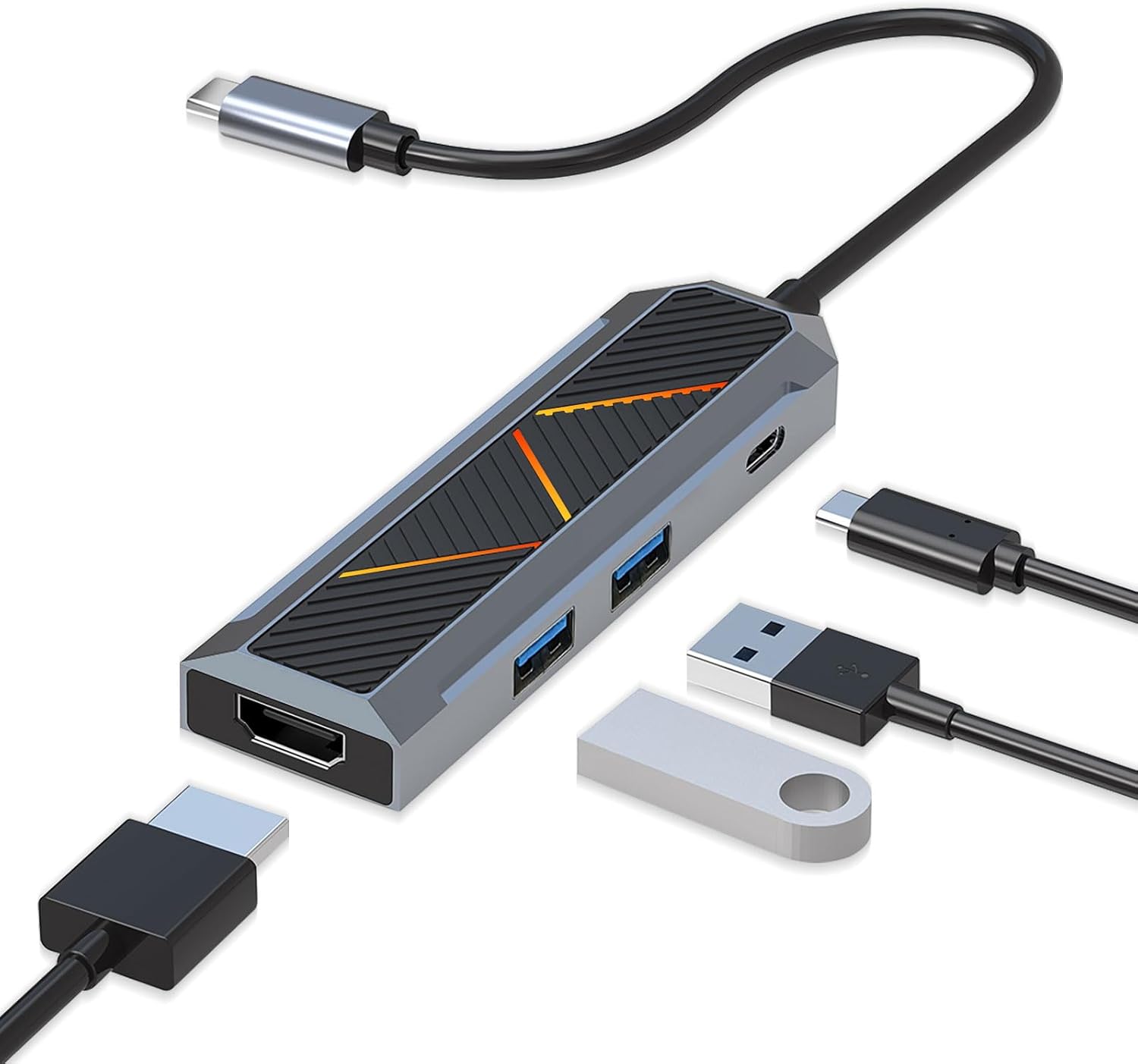 Hub USB-C 4 em 1 com divisor HDMI 4K 60 Hz