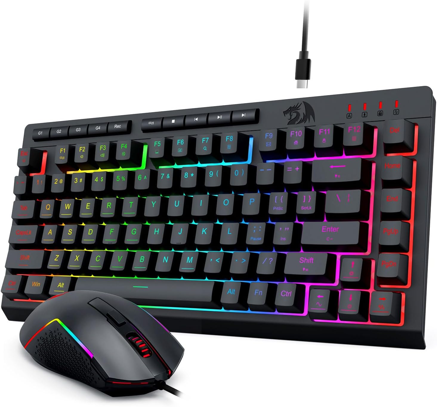 Combinação de teclado e mouse para jogos com fio retroiluminado RGB preto S155