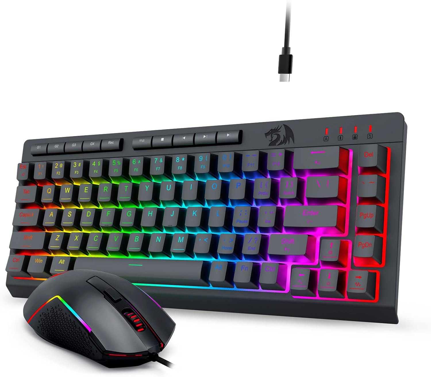 Combinação de teclado e mouse para jogos com fio retroiluminado RGB preto S157