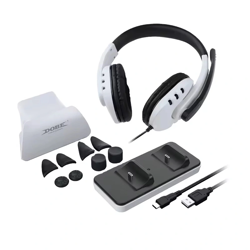 Controlador de jogo 12 em 1 conjunto de fones de ouvido com fio para carregador de assento
