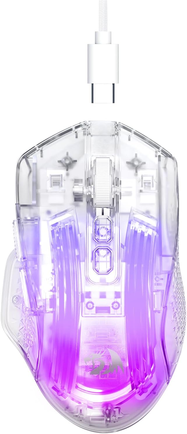 Branco M695CT 24.000 DPI 8 RGB LED Backlit Mode Mouse para jogos com fio